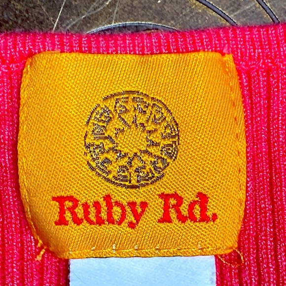 Ruby Red Salmon Pink Beautifully Embellished Neckline Rayon/Nylon Blend Tank Top - Picture 6 of 10